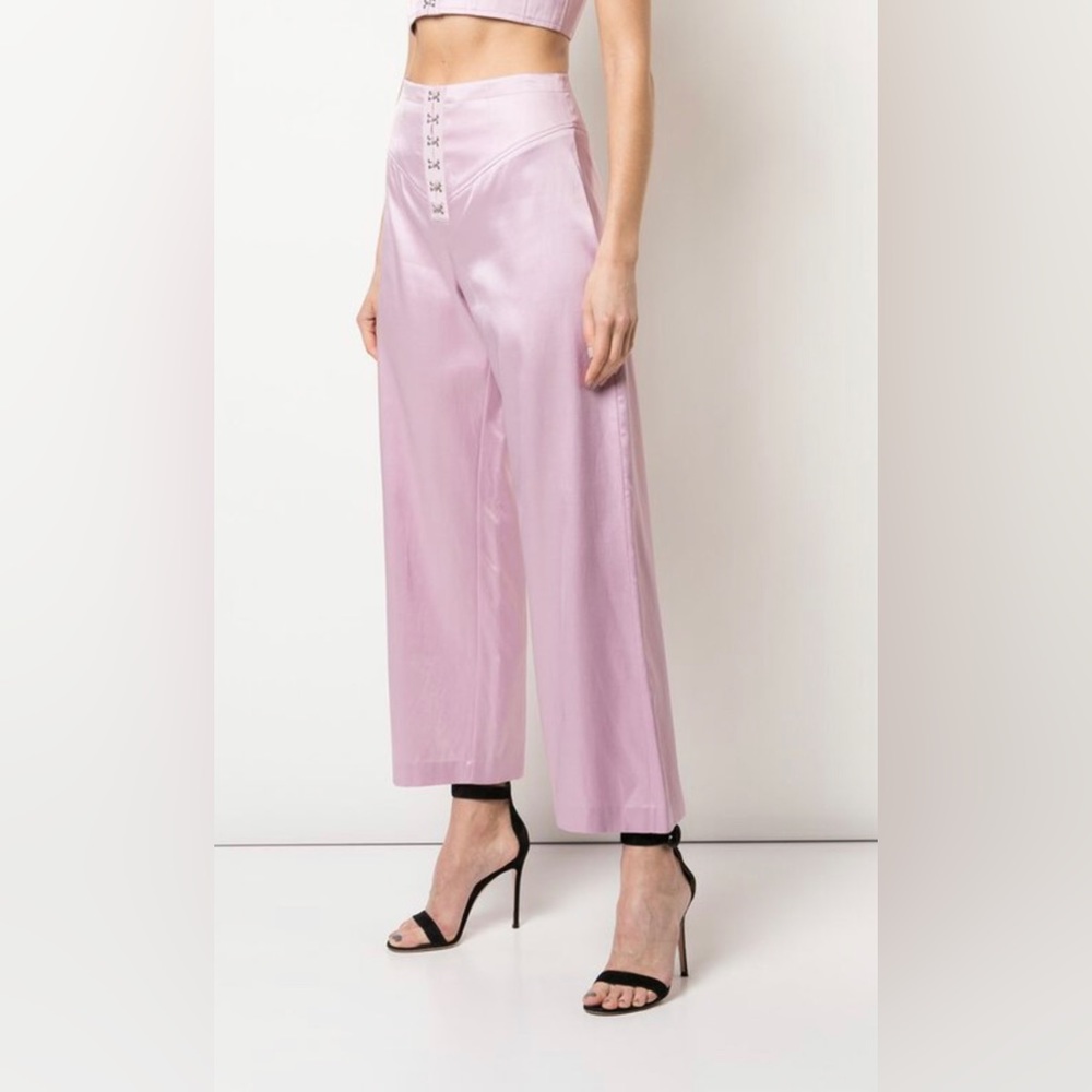 💕  Fleur Du Mal Corset Waist Wide Leg Pants Pink